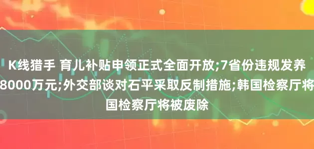 K线猎手 育儿补贴申领正式全面开放;7省份违规发养老金超8000万元;外交部谈对石平采取反制措施;韩国检察厅将被废除